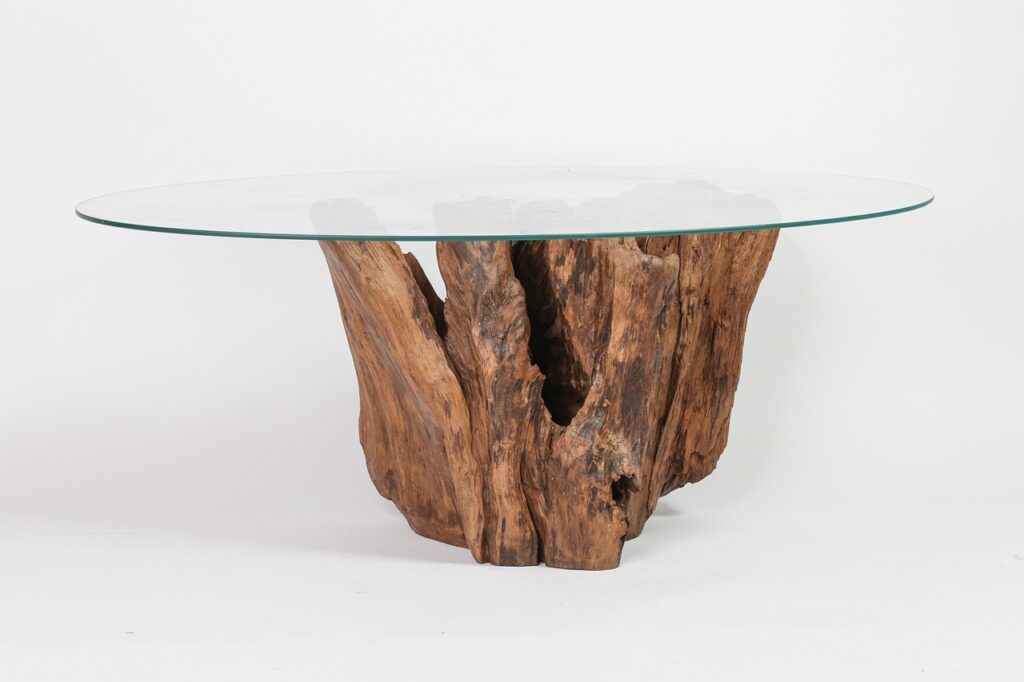 Glass top wooden center table